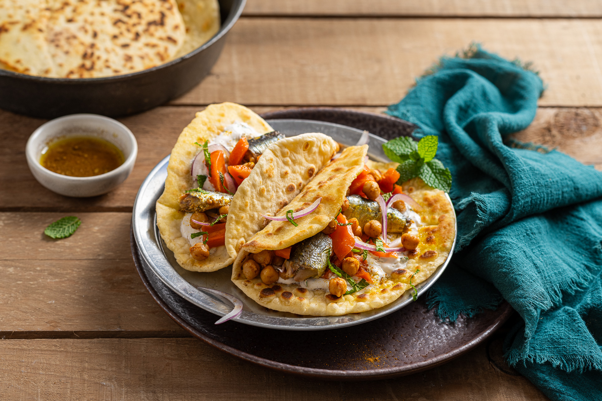 Naans épicées aux sardines