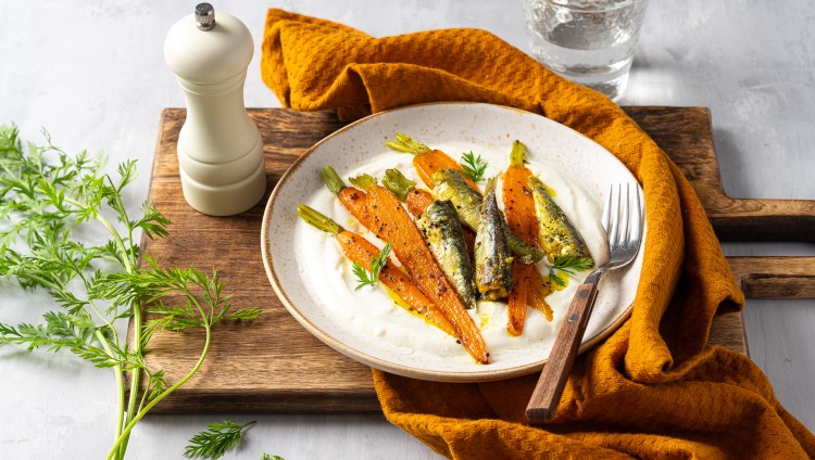 Chaud / froid de sardines et carottes rôties