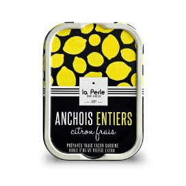 Lot de 4 boîtes d'anchois entiers au citron frais et à l'huile d'olive vierge extra